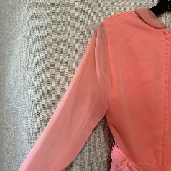 Vintage 1960s Jack Bryan Gown Peach Chiffon Belted Maxi Dress - size 10 - Picture 10 of 16